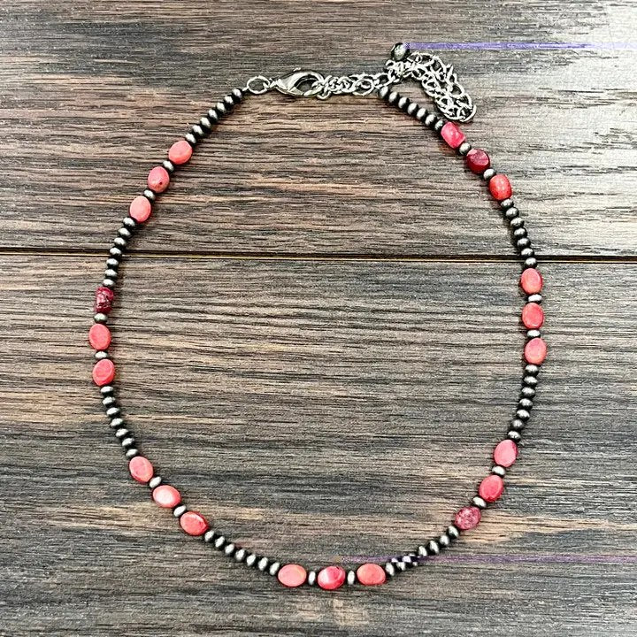 16" Faux Navajo Oval Gemstone Necklace