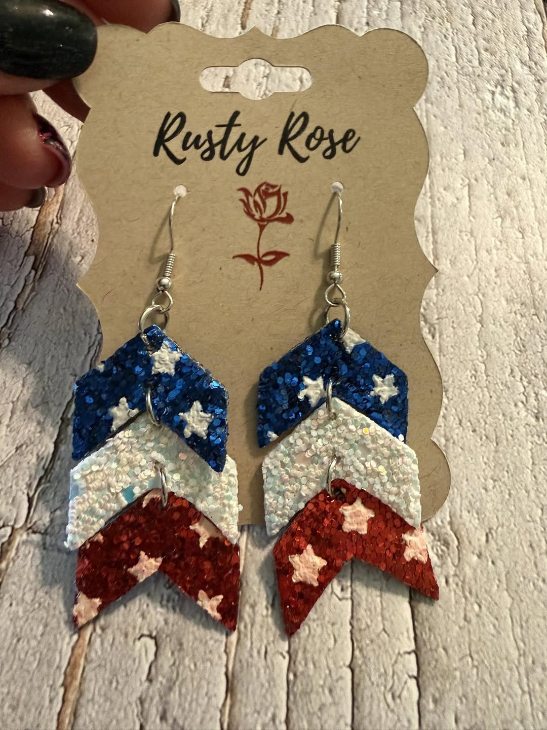 Patriotic Arrow Glitter Earrings