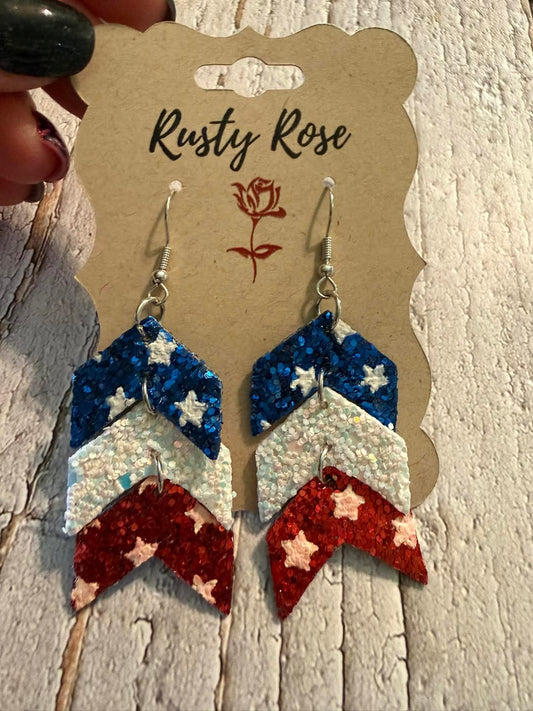 Patriotic Arrow Glitter Earrings