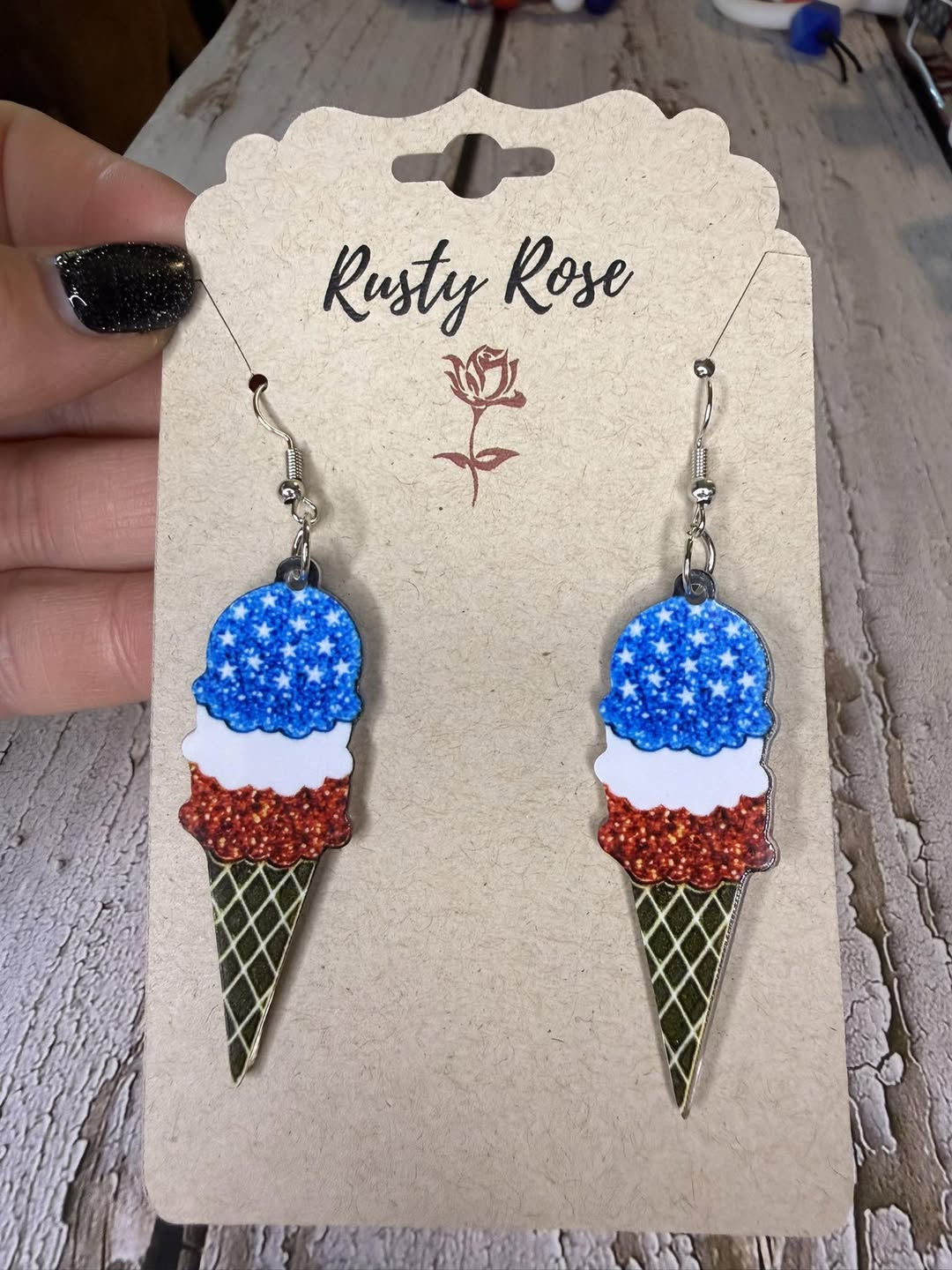 Patriotic Ice Cream Cone Earrings
