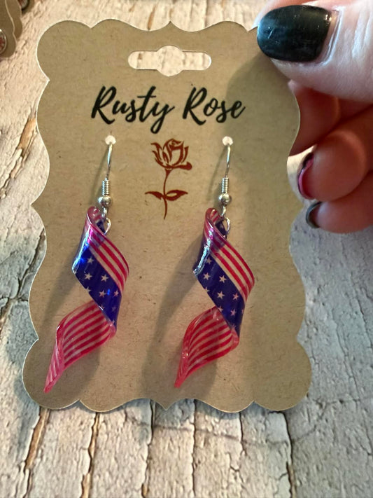 Patriotic Spiral Earrings