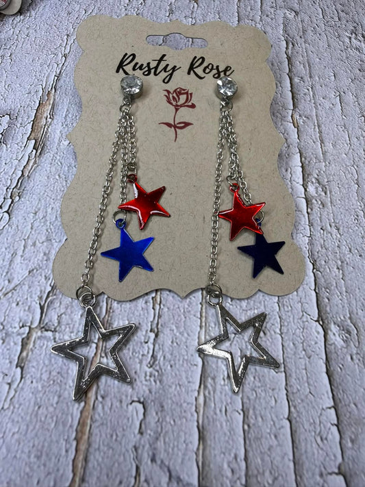 Patriotic Triple Star Earrings