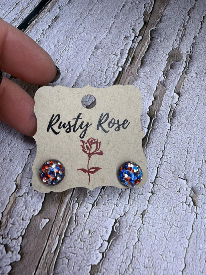 10mm Patriotic Confetti Stud Earrings