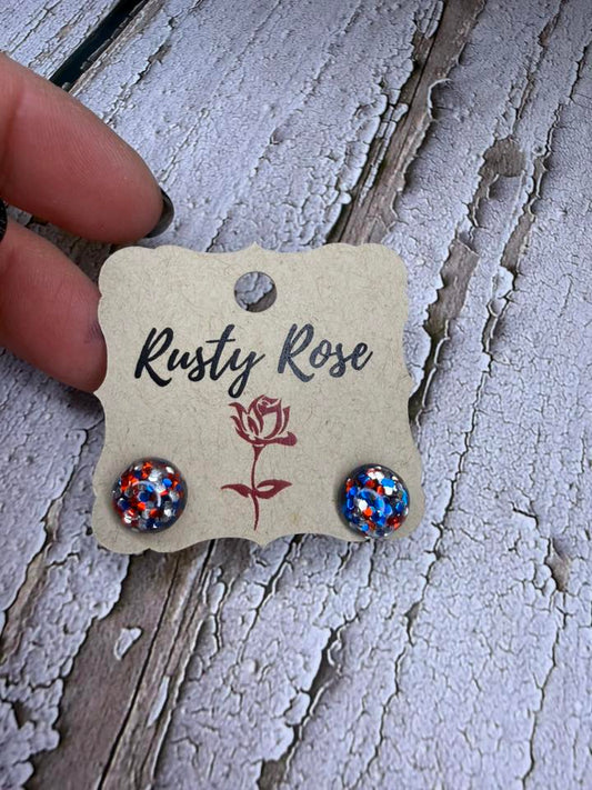 10mm Patriotic Confetti Stud Earrings